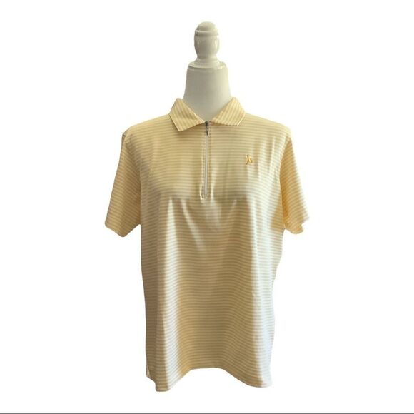Kate Lord-Yellow Striped Golf Polo Shirt. Excellent Condition Size XL - Picture 1 of 4